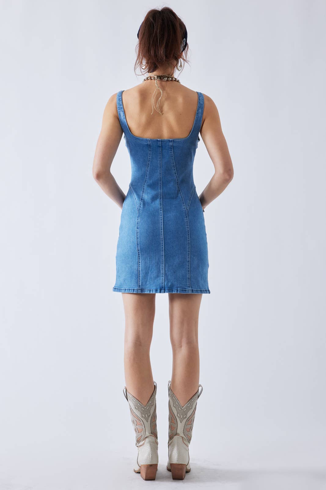 MADISON BUSTIER DENIM DRESS