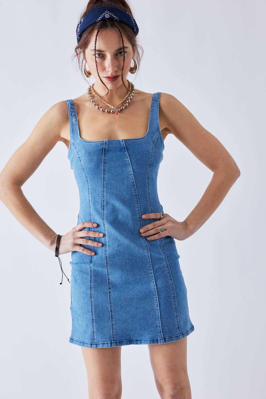 MADISON BUSTIER DENIM DRESS