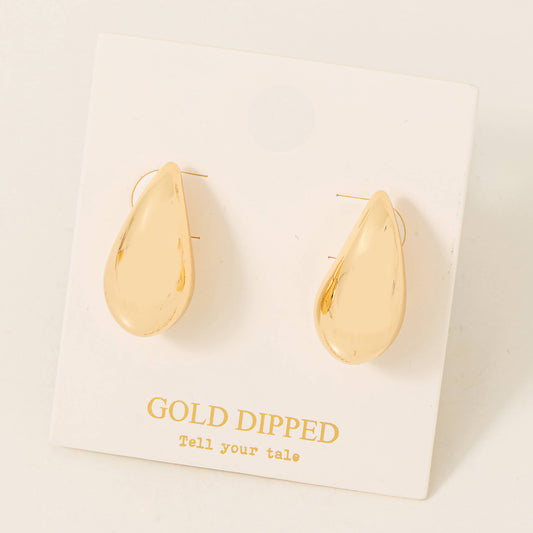 TINA Rounded Tear Drop Earrings GOLD